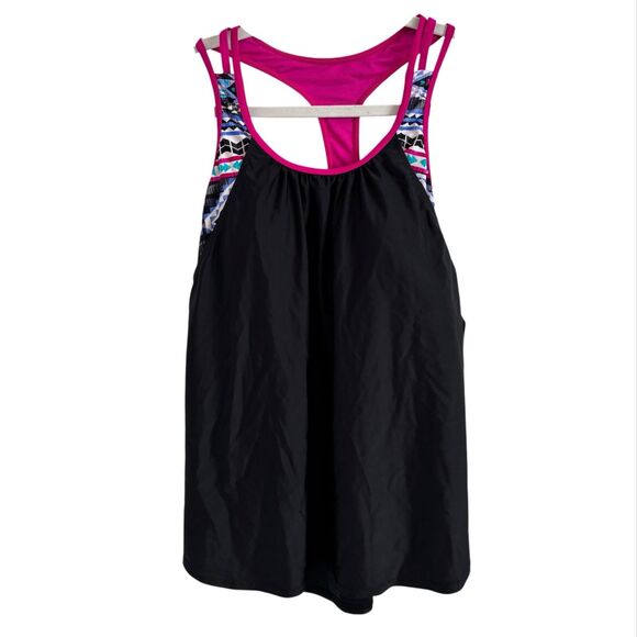 Womens Tankini Large Black Swimwear Modest Beach Seaside - Picture 1 of 5